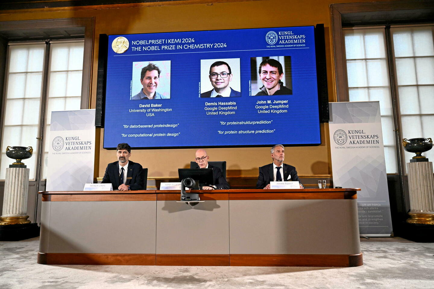 Le Nobel de chimie est décerné à David Baker, Demis Hassabis et John Jumper