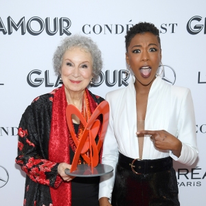 Margaret Atwood and Samira Wiley pose backstage during the 2019 Glamour Women