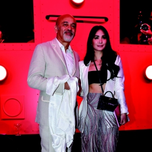 Christian Louboutin and Heart Evangelista attend Loubhoutan Express presentation