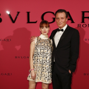 Emilia Schuele and Oliver Masucci during the Bulgari party