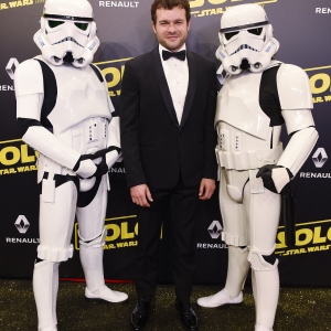 Actor Alden Ehrenreich and Stormtroopers