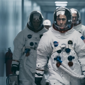 LUKAS HAAS, RYAN GOSLING and COREY STOLL in First Man