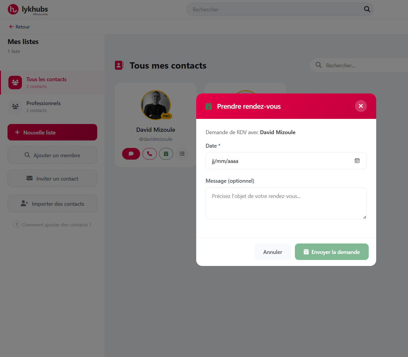 Évolution Lykhubs : Visio et Rendez-vous en un clic